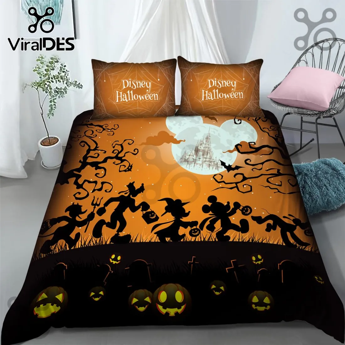 Disney Halloween Mickey Mouse Orange Bedding Set Disney Halloween Mickey Mouse Orange Bedding Set