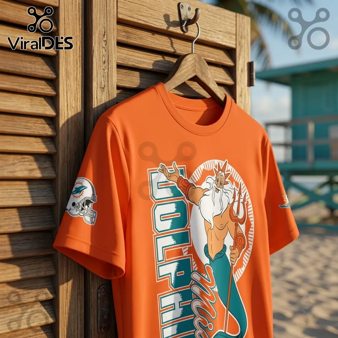 Disney King Triton x Miami Dolphins Orange Shirt Disney King Triton x Miami Dolphins Orange Shirt