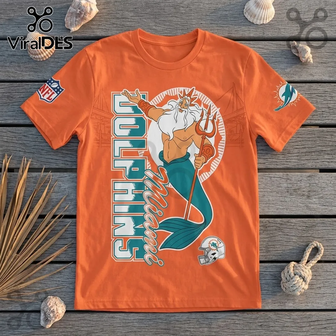 Disney King Triton x Miami Dolphins Orange Shirt Disney King Triton x Miami Dolphins Orange Shirt