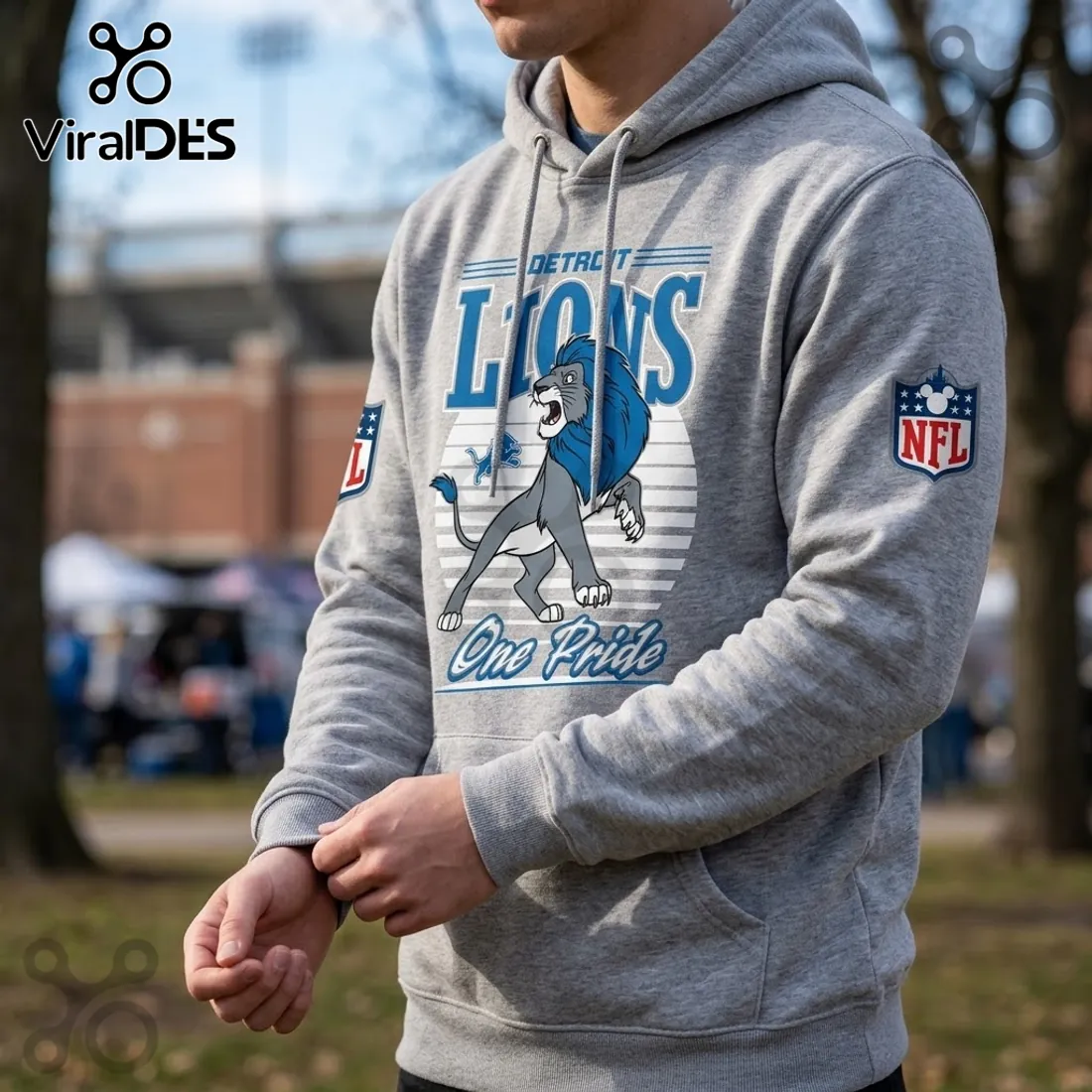 Disney x Detroit Lions 2026 Gray Pullover Hoodie Disney x Detroit Lions 2026 Gray Pullover Hoodie