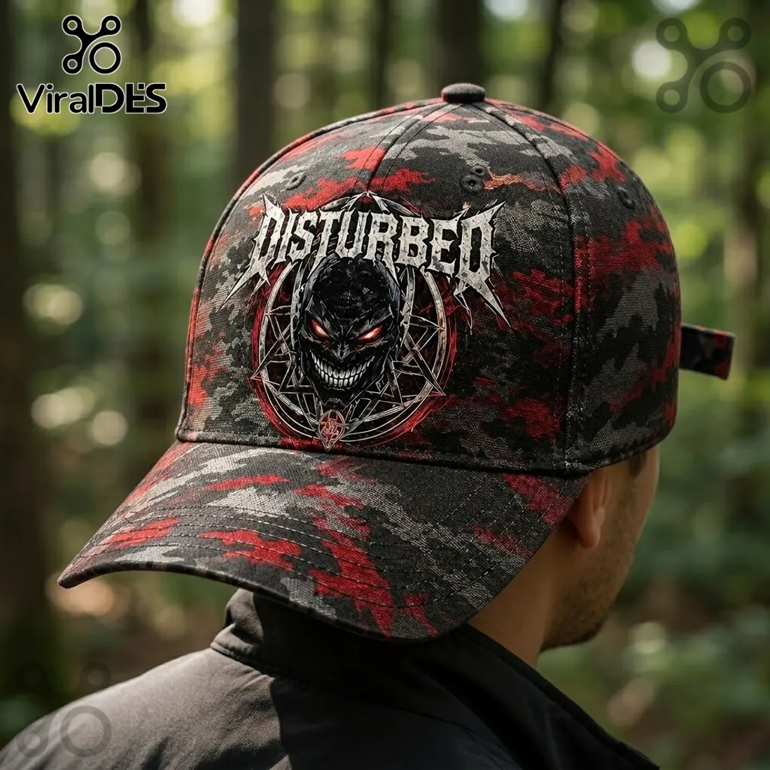 Disturbed Dark Messiah Black Camo Baseball Cap Disturbed Dark Messiah Black Camo Baseball Cap