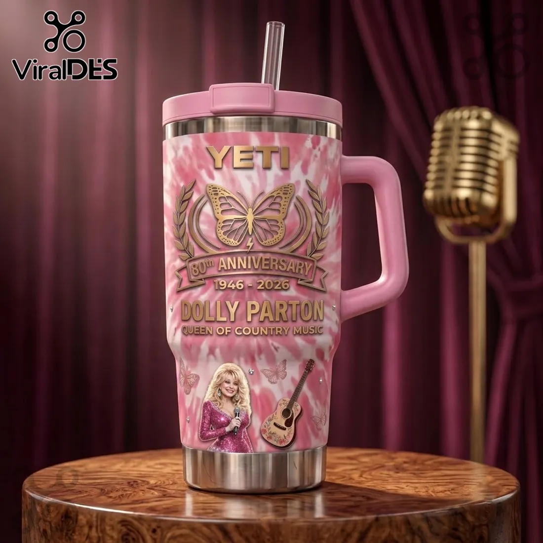 Dolly Parton 80th Anniversary Pink Stanley Tumbler Dolly Parton 80th Anniversary Pink Stanley Tumbler