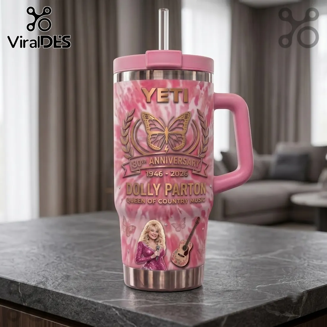 Dolly Parton 80th Anniversary Pink Stanley Tumbler Dolly Parton 80th Anniversary Pink Stanley Tumbler