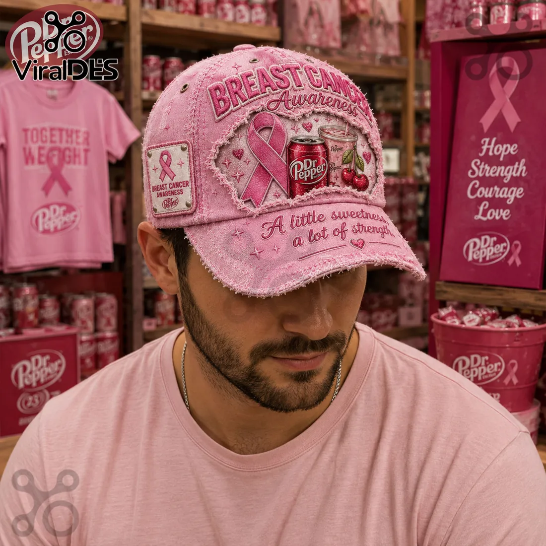 Dr Pepper Breast Cancer Awareness Pink Distressed Baseball Cap Dr Pepper Breast Cancer Awareness Pink Distressed Baseball Cap
