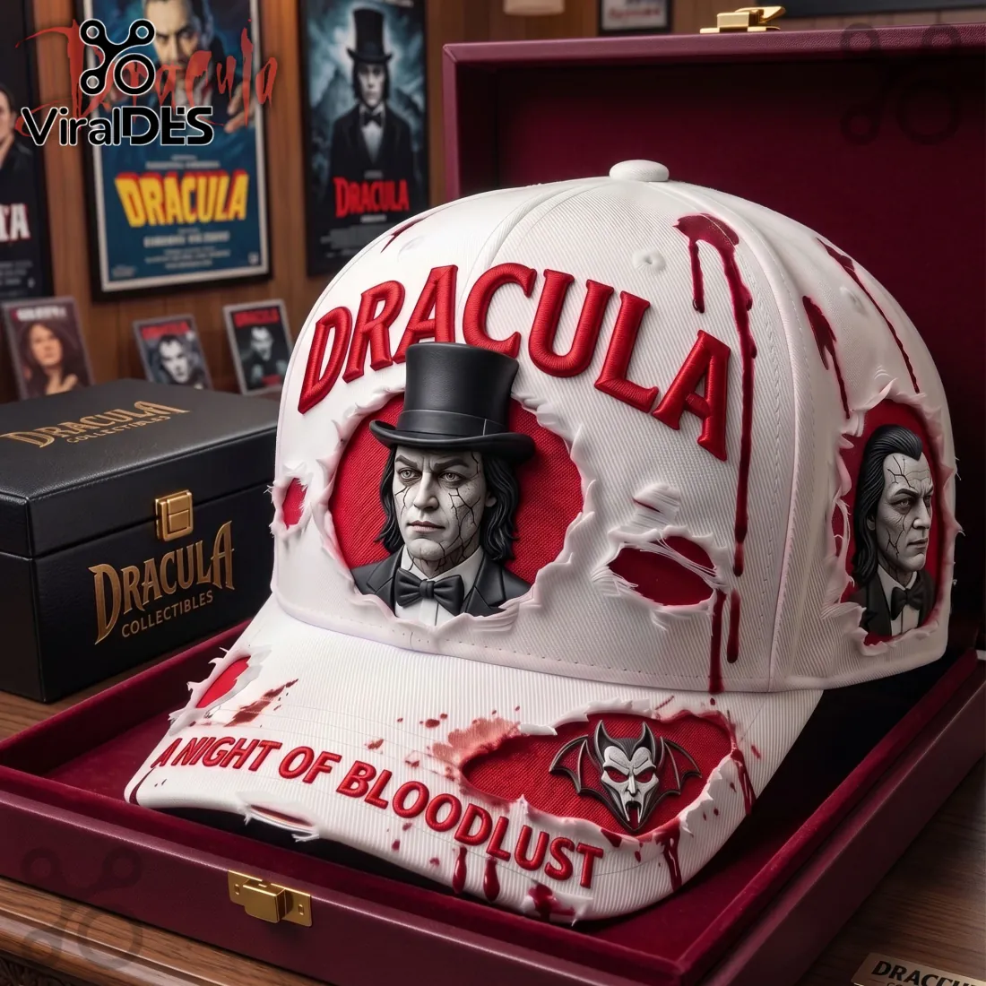 Dracula A Night Of Bloodlust Sculpted 3D Baseball Cap Dracula A Night Of Bloodlust Sculpted 3D Baseball Cap