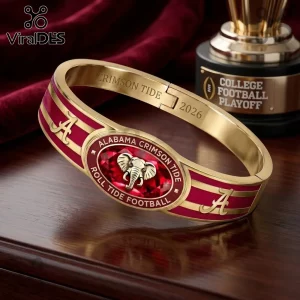 Alabama Crimson Tide 2026 Gold Cuff Bracelet Alabama Crimson Tide 2026 Gold Cuff Bracelet