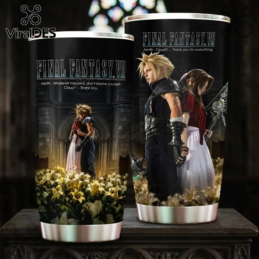 Final Fantasy VII Cloud and Aerith Tumbler Final Fantasy VII Cloud and Aerith Tumbler