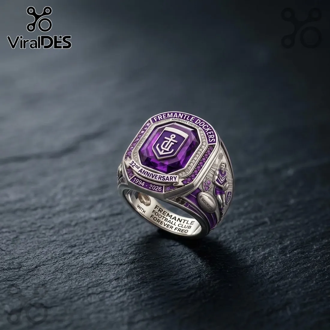 Fremantle Dockers 32nd Anniversary Engraved Ring Fremantle Dockers 32nd Anniversary Engraved Ring