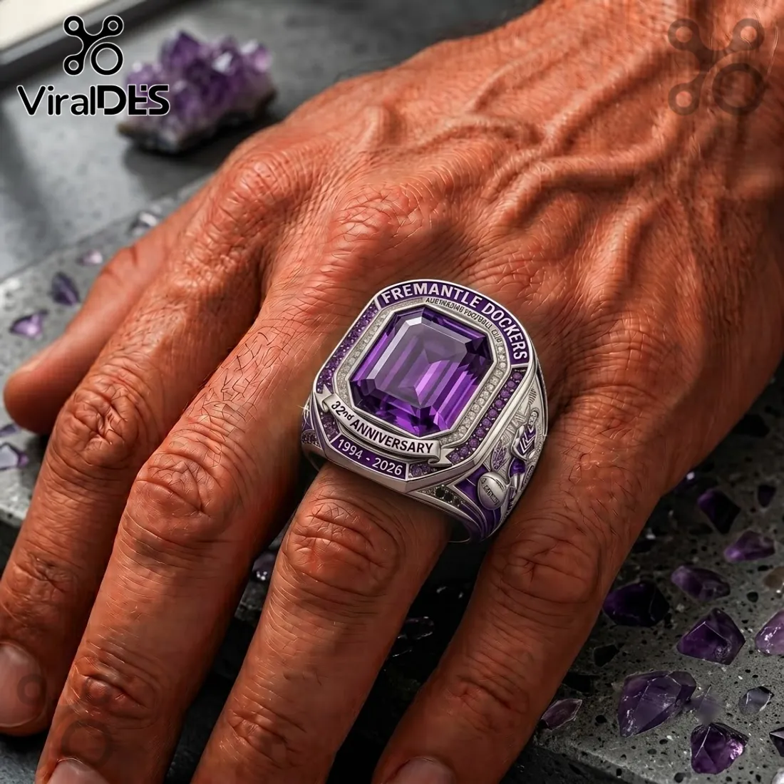 Fremantle Dockers 32nd Anniversary Engraved Ring Fremantle Dockers 32nd Anniversary Engraved Ring