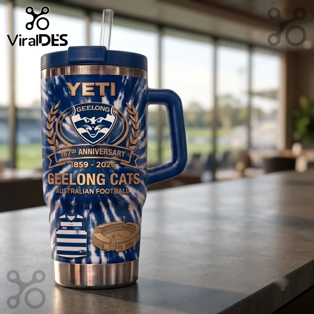 Geelong Cats 167th Anniversary Yeti Stanley Tumbler Geelong Cats 167th Anniversary Yeti Stanley Tumbler