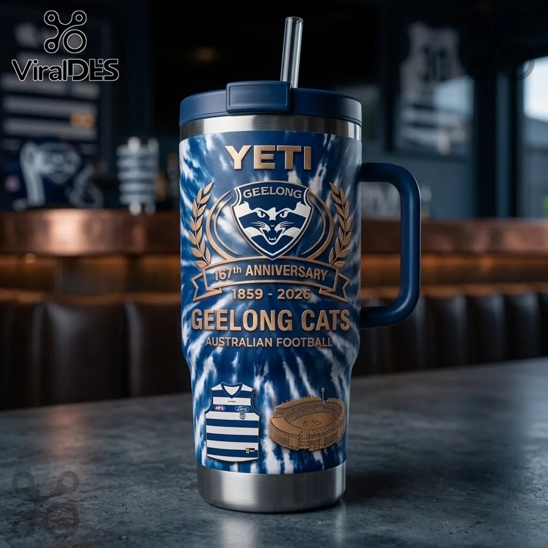 Geelong Cats 167th Anniversary Yeti Stanley Tumbler Geelong Cats 167th Anniversary Yeti Stanley Tumbler
