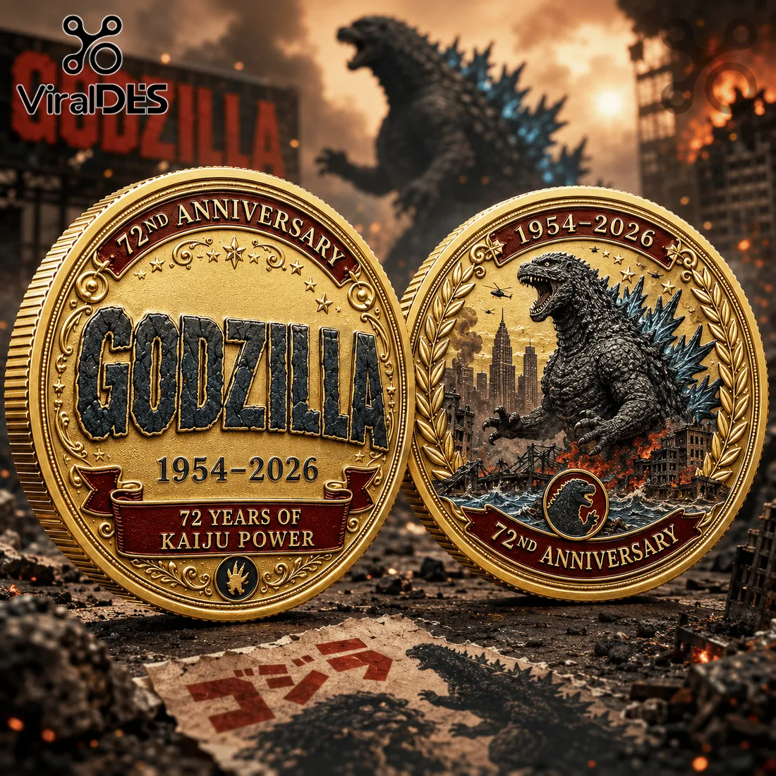 Godzilla 72nd Anniversary 1954-2026 Coin Godzilla 72nd Anniversary 1954-2026 Coin