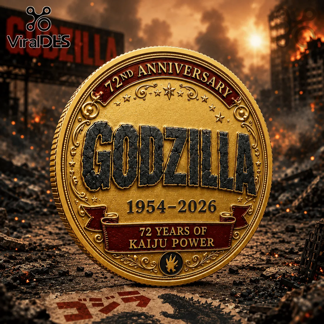 Godzilla 72nd Anniversary 1954-2026 Coin Godzilla 72nd Anniversary 1954-2026 Coin
