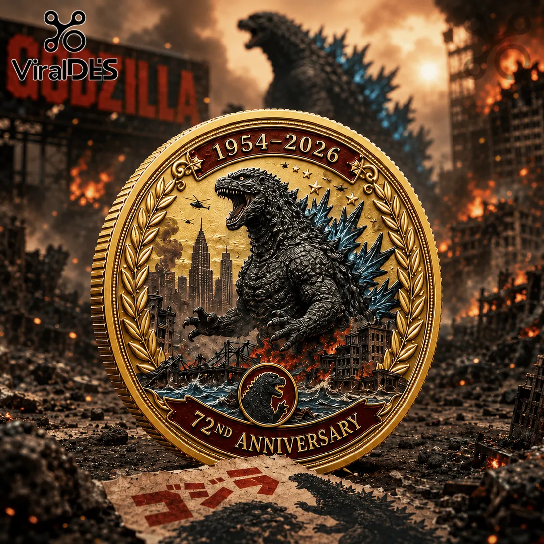 Godzilla 72nd Anniversary 1954-2026 Coin Godzilla 72nd Anniversary 1954-2026 Coin