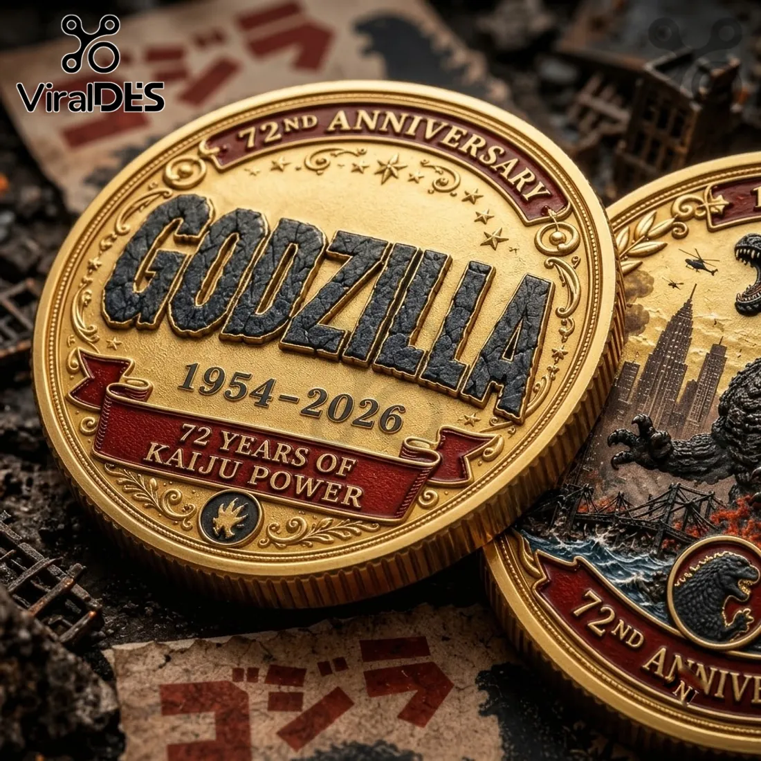 Godzilla 72nd Anniversary 1954-2026 Coin Godzilla 72nd Anniversary 1954-2026 Coin