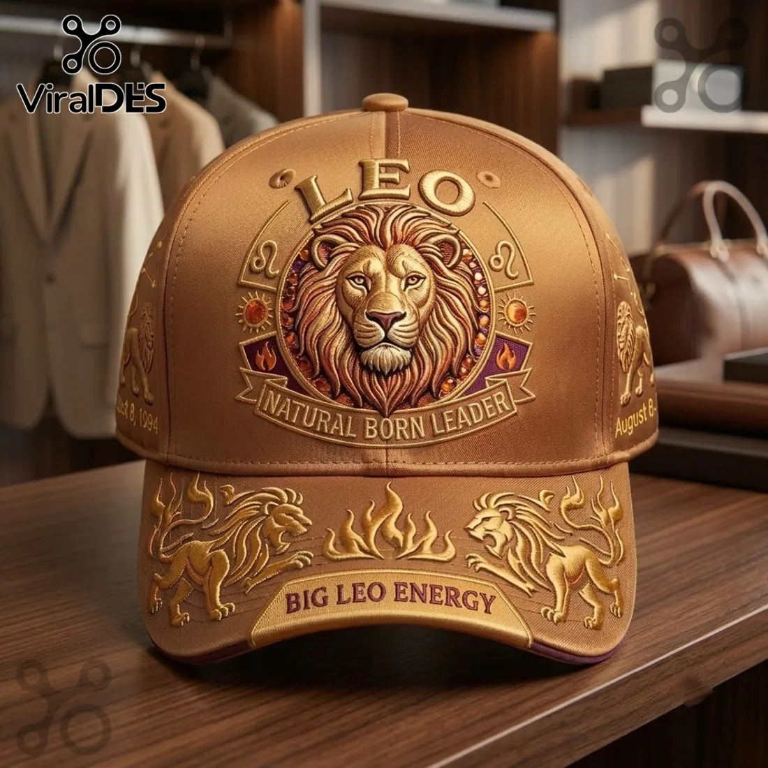 Gold Leo Zodiac Embroidered Baseball Cap Gold Leo Zodiac Embroidered Baseball Cap