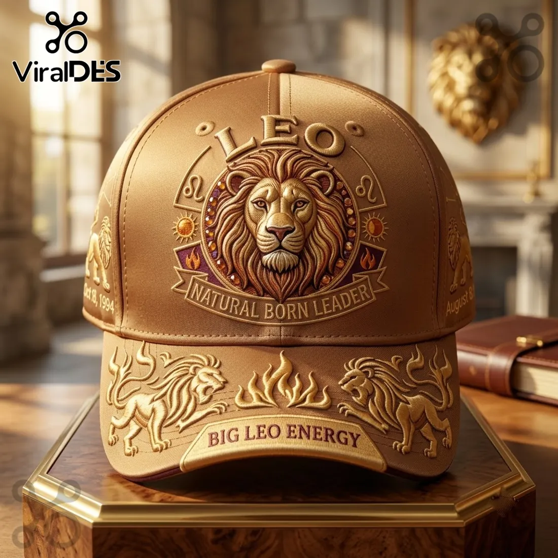 Gold Leo Zodiac Embroidered Baseball Cap Gold Leo Zodiac Embroidered Baseball Cap