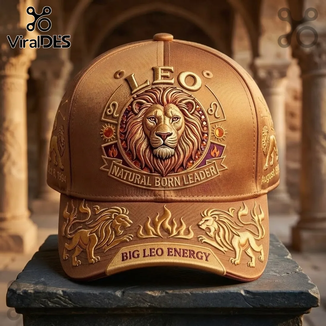 Gold Leo Zodiac Embroidered Baseball Cap Gold Leo Zodiac Embroidered Baseball Cap