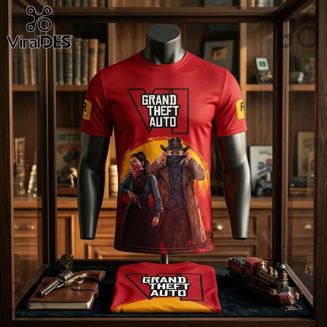 Grand Theft Auto VI Red Western Themed Shirt Grand Theft Auto VI Red Western Themed Shirt