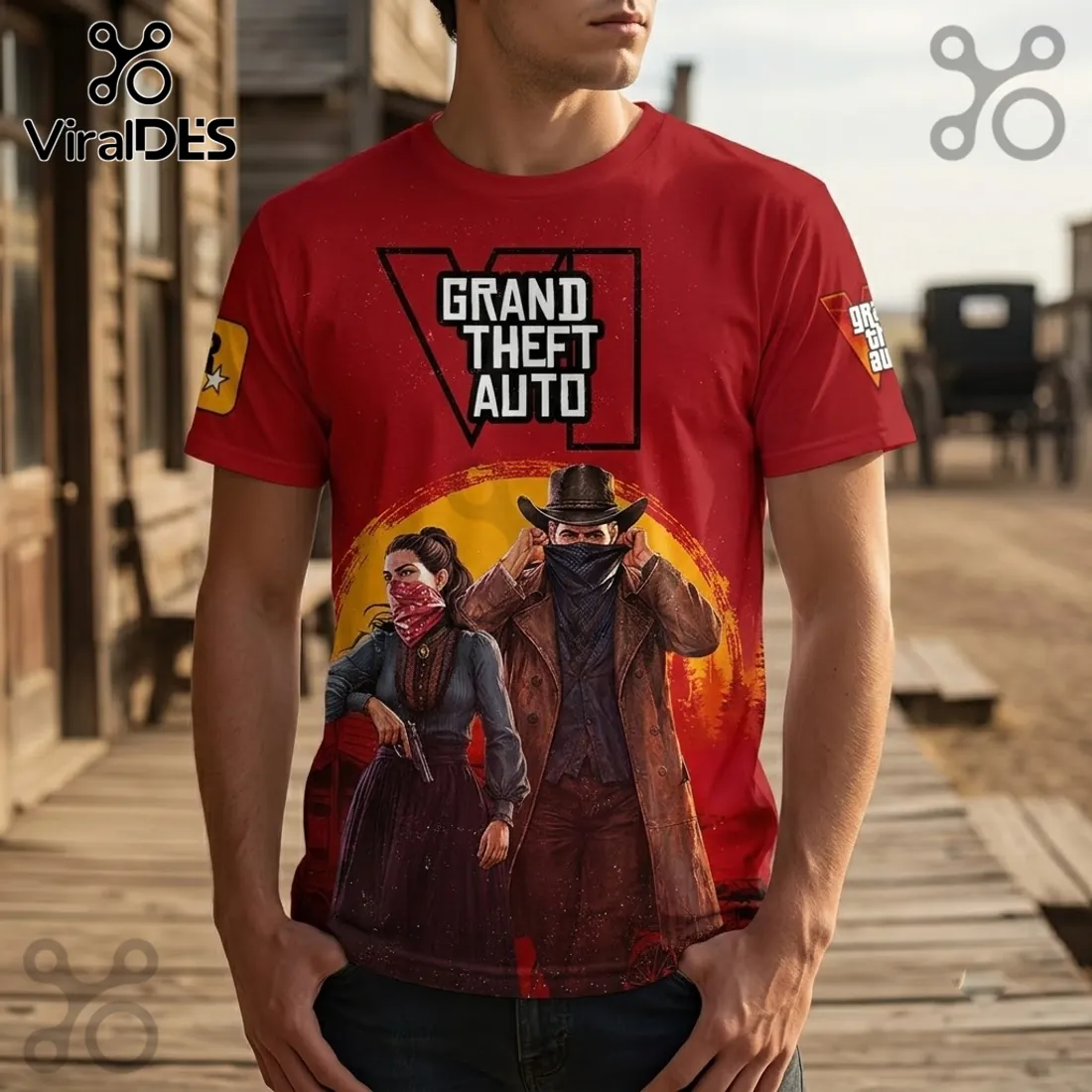 Grand Theft Auto VI Red Western Themed Shirt Grand Theft Auto VI Red Western Themed Shirt