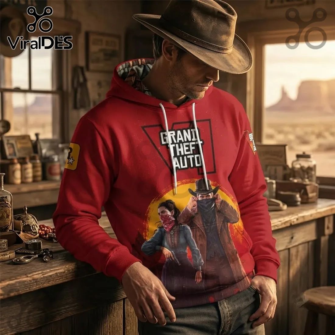 Grand Theft Auto VI Red Western Themed Shirt Grand Theft Auto VI Red Western Themed Shirt