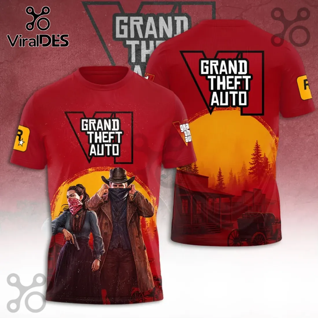 Grand Theft Auto VI Red Western Themed Shirt Grand Theft Auto VI Red Western Themed Shirt