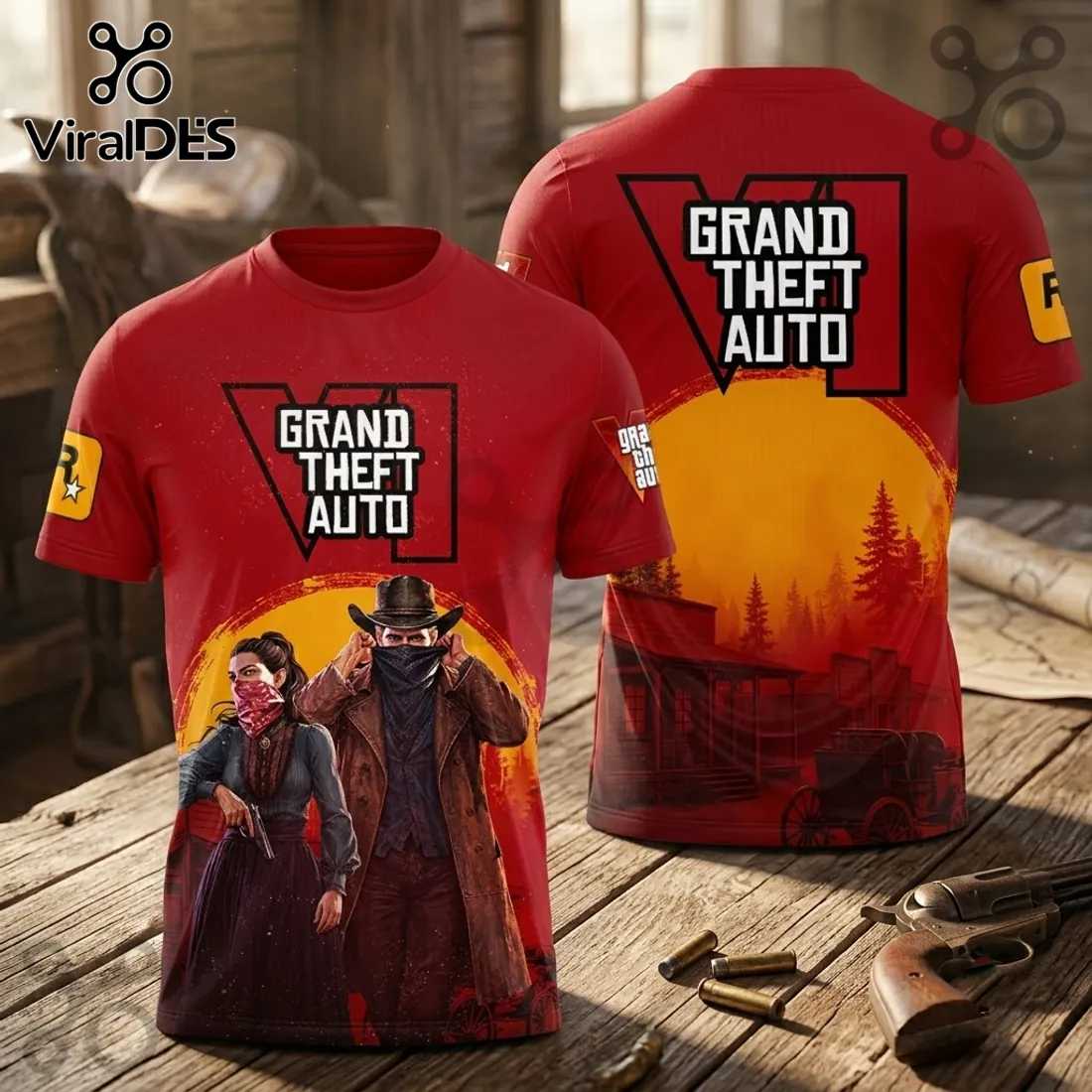 Grand Theft Auto VI Red Western Themed Shirt Grand Theft Auto VI Red Western Themed Shirt
