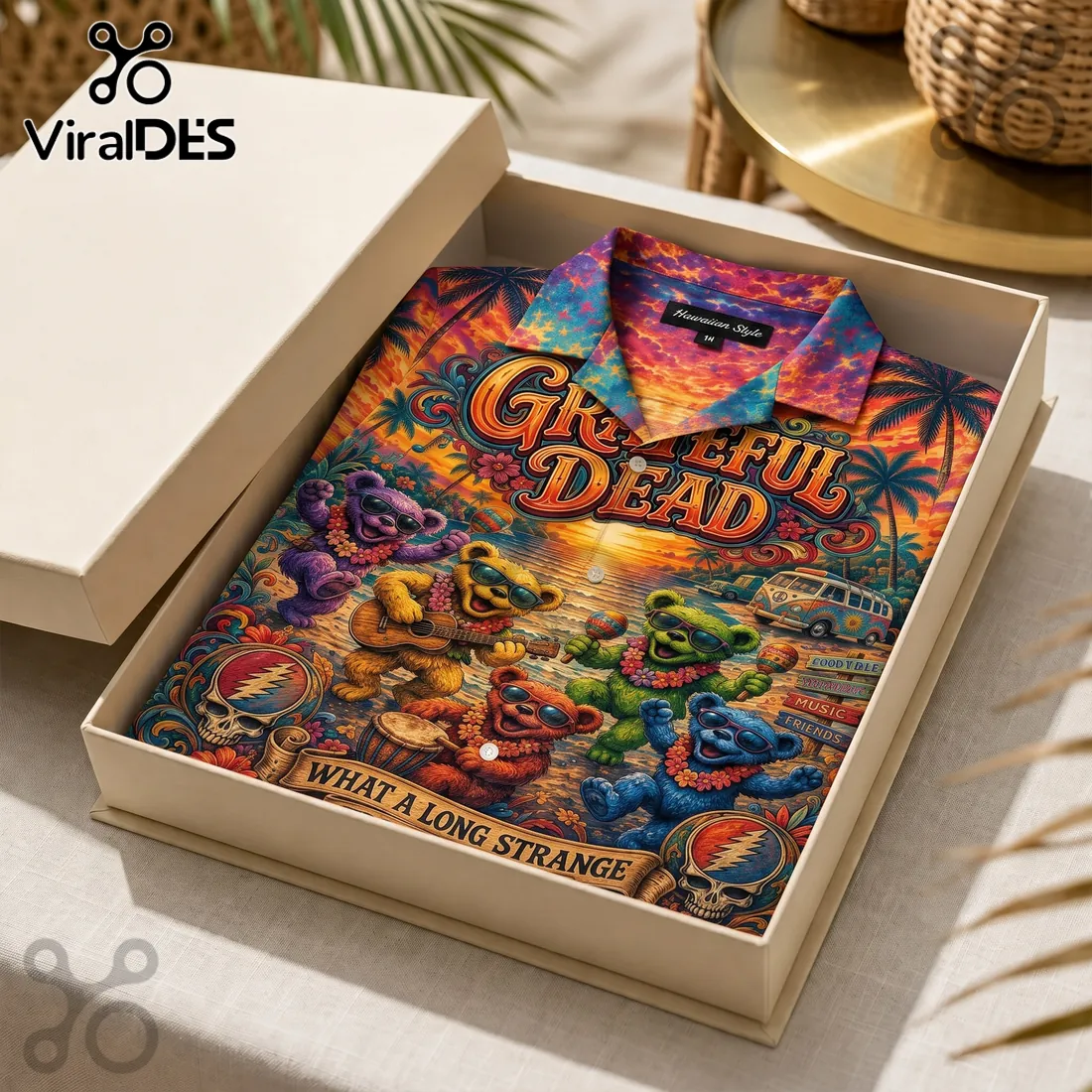 Grateful Dead Dancing Bears Hawaiian Shirt Grateful Dead Dancing Bears Hawaiian Shirt