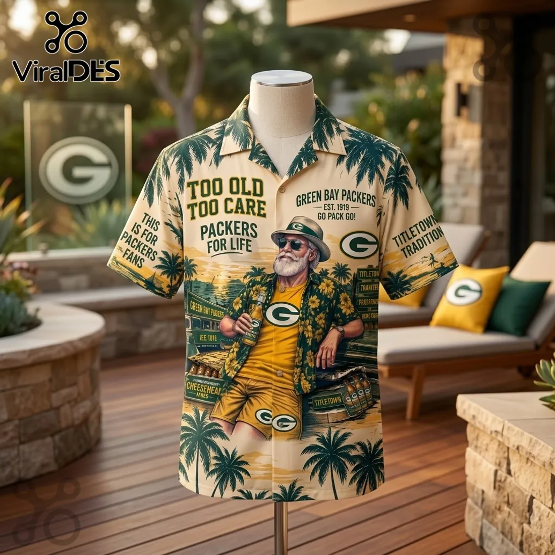 Green Bay Packers Football Mascot Hawaiian Shirt Green Bay Packers Football Mascot Hawaiian Shirt