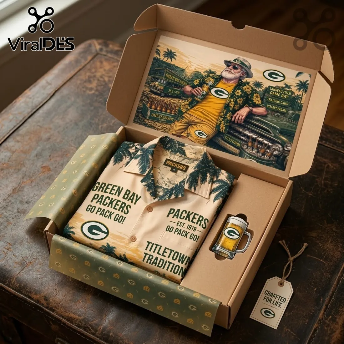 Green Bay Packers Football Mascot Hawaiian Shirt Green Bay Packers Football Mascot Hawaiian Shirt