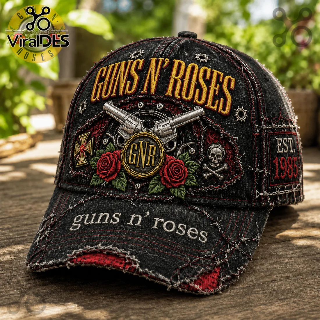 Guns N’ Roses Vintage Distressed Embroidered Baseball Cap Guns N’ Roses Vintage Distressed Embroidered Baseball Cap