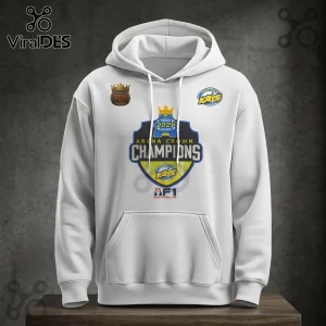 Nashville Kats 2026 Arena Crown Champions Hoodie featuring team branding, logos, and trophy graphics on a white fabric base.