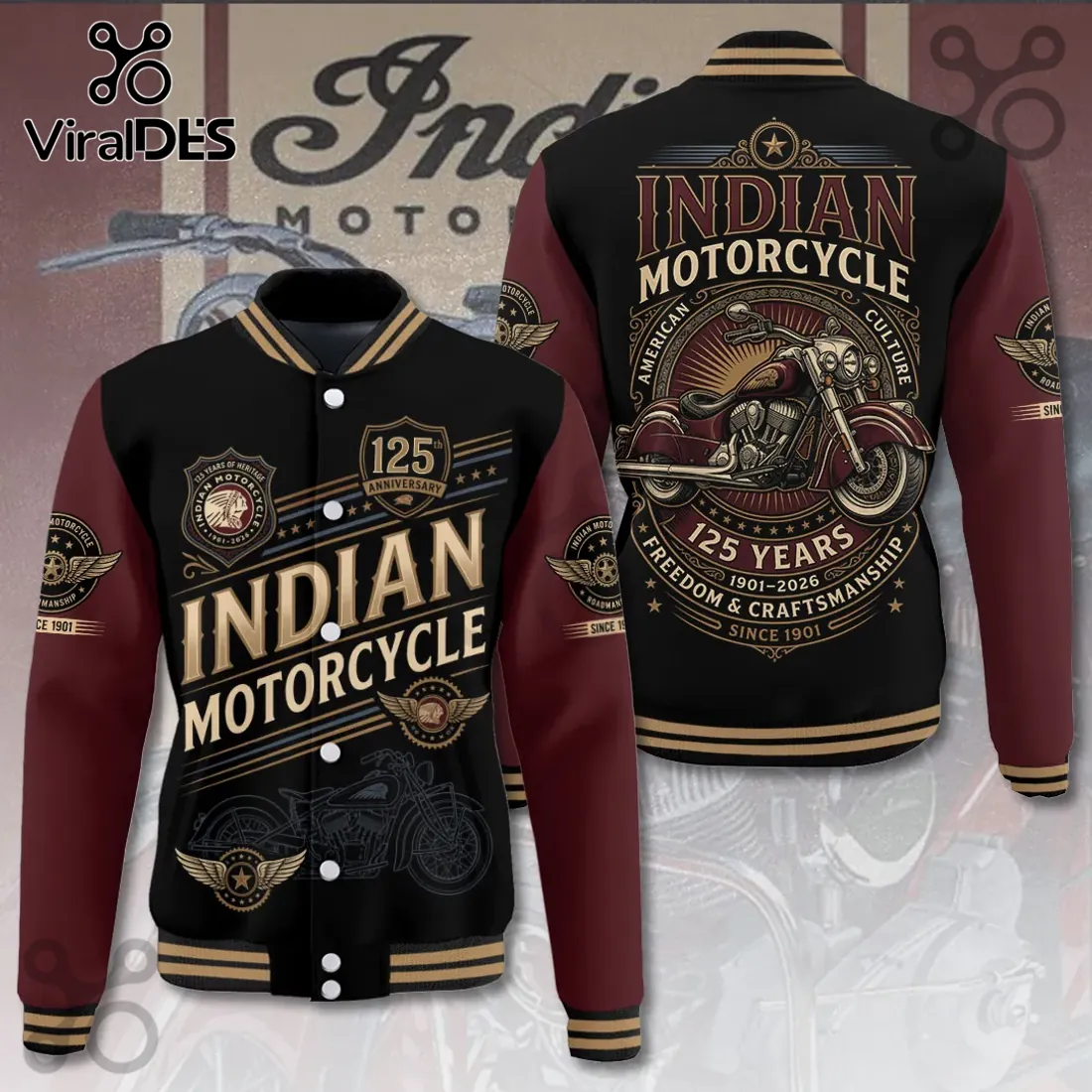 Indian Motorcycle 125th Anniversary Baseball Jacket Indian Motorcycle 125th Anniversary Baseball Jacket
