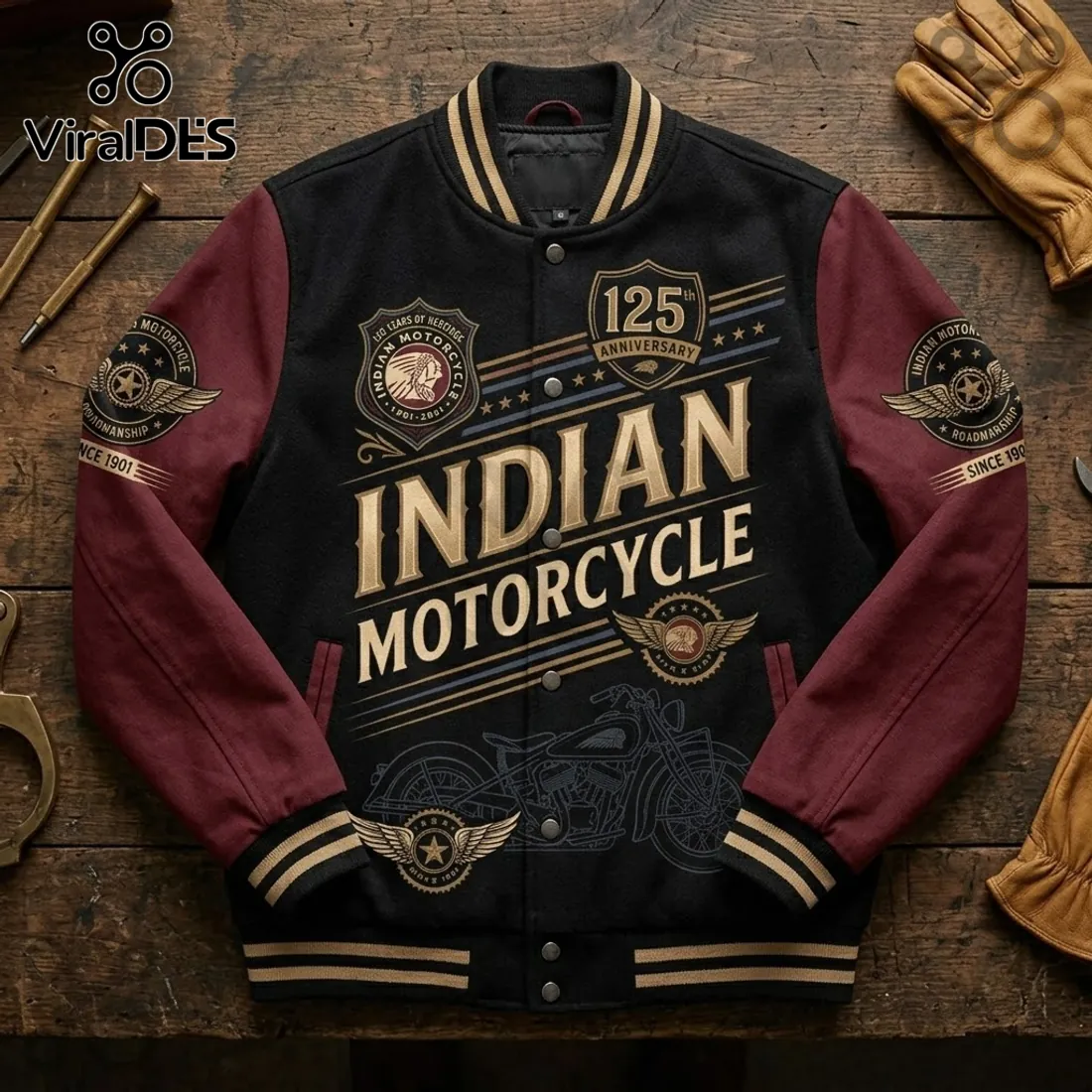 Indian Motorcycle 125th Anniversary Baseball Jacket Indian Motorcycle 125th Anniversary Baseball Jacket