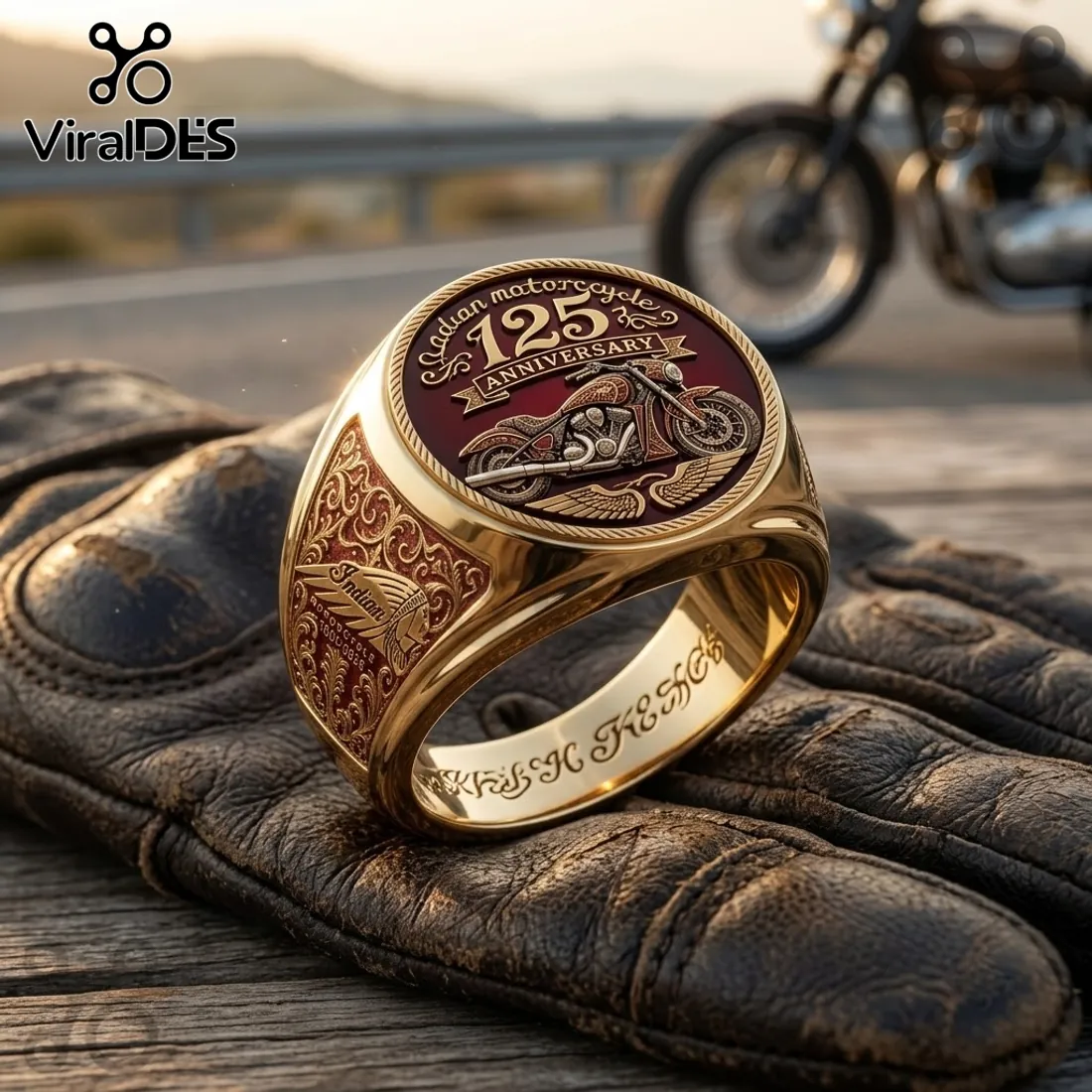 Indian Motorcycle 125th Anniversary Gold Ring Indian Motorcycle 125th Anniversary Gold Ring