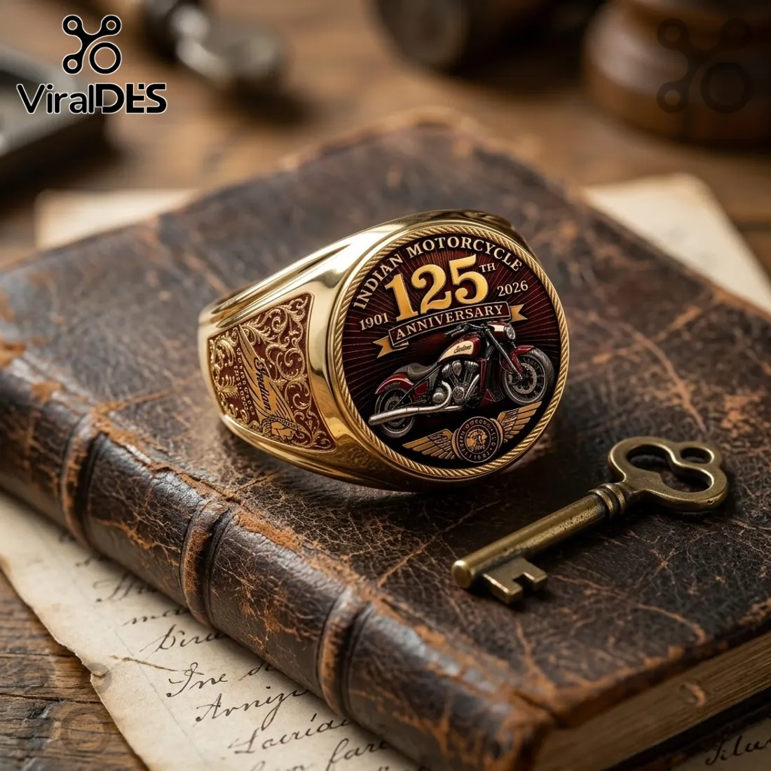 Indian Motorcycle 125th Anniversary Gold Ring Indian Motorcycle 125th Anniversary Gold Ring