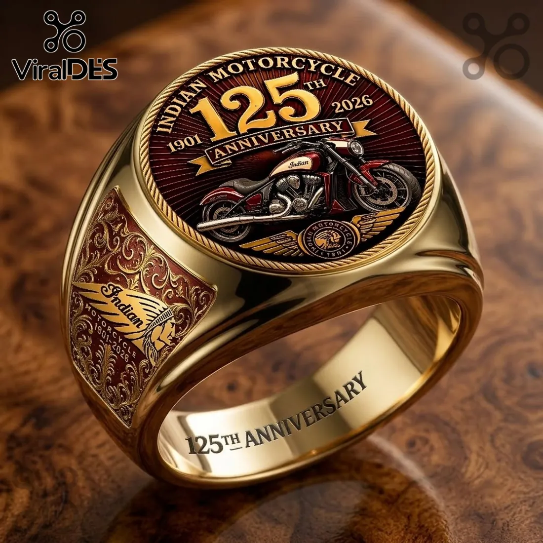 Indian Motorcycle 125th Anniversary Gold Ring Indian Motorcycle 125th Anniversary Gold Ring