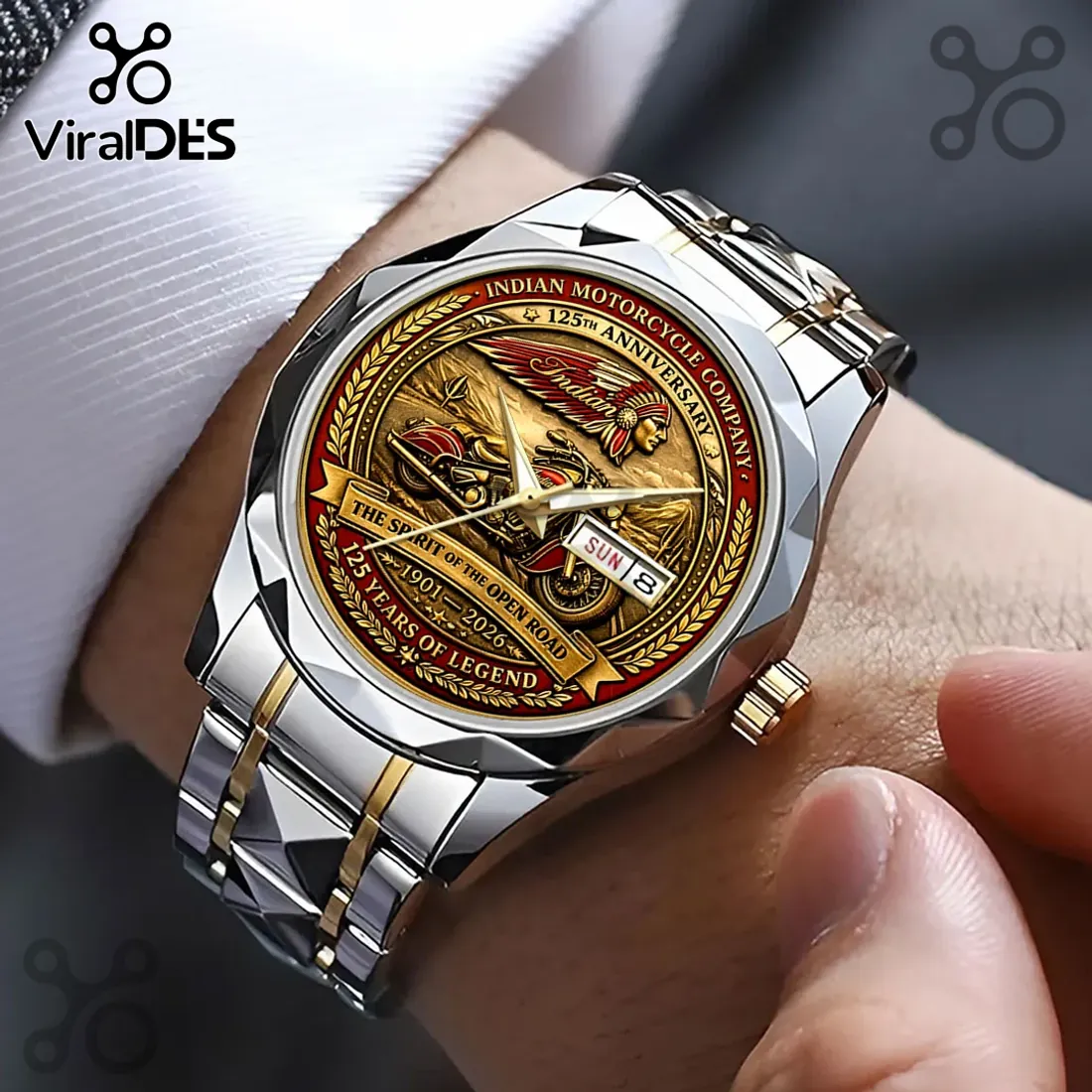 Indian Motorcycle 125th Anniversary Gold Tone Quartz Watch Indian Motorcycle 125th Anniversary Gold Tone Quartz Watch