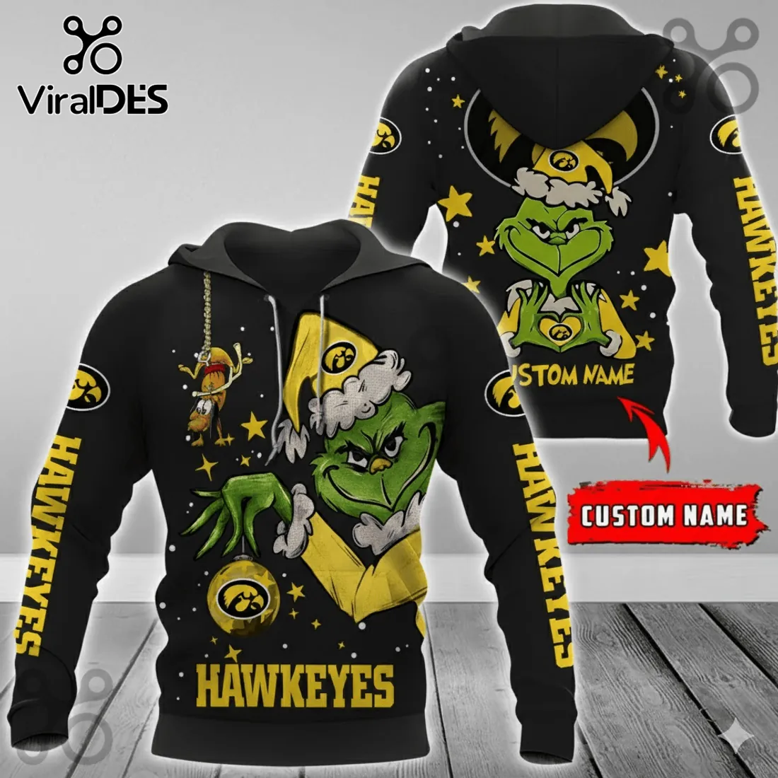 Iowa Hawkeyes Grinch Christmas Holiday Hoodie Iowa Hawkeyes Grinch Christmas Holiday Hoodie