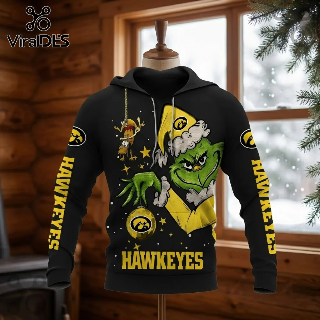 Iowa Hawkeyes Grinch Christmas Holiday Hoodie Iowa Hawkeyes Grinch Christmas Holiday Hoodie