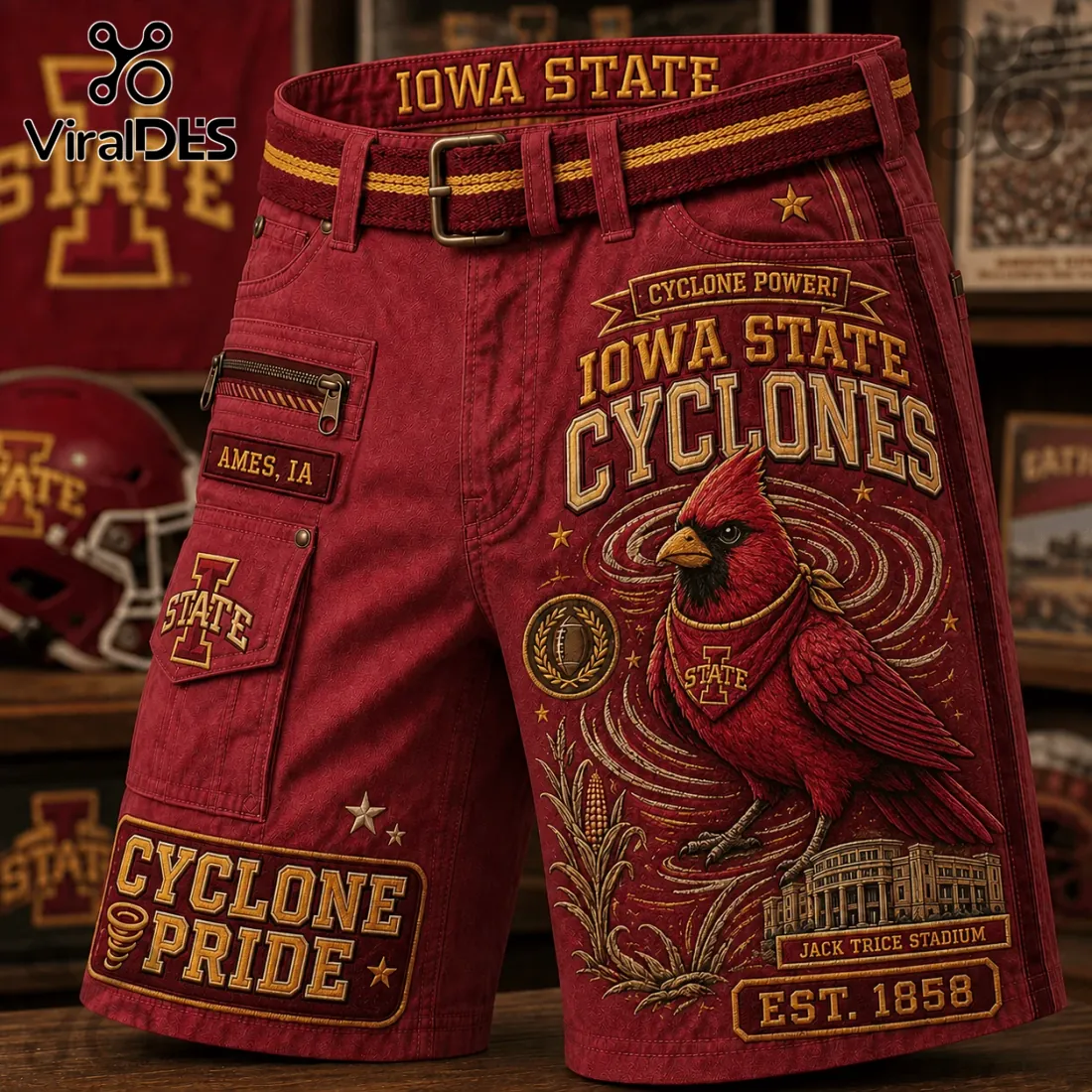Iowa State Cyclones Red Cargo Shorts Iowa State Cyclones Red Cargo Shorts