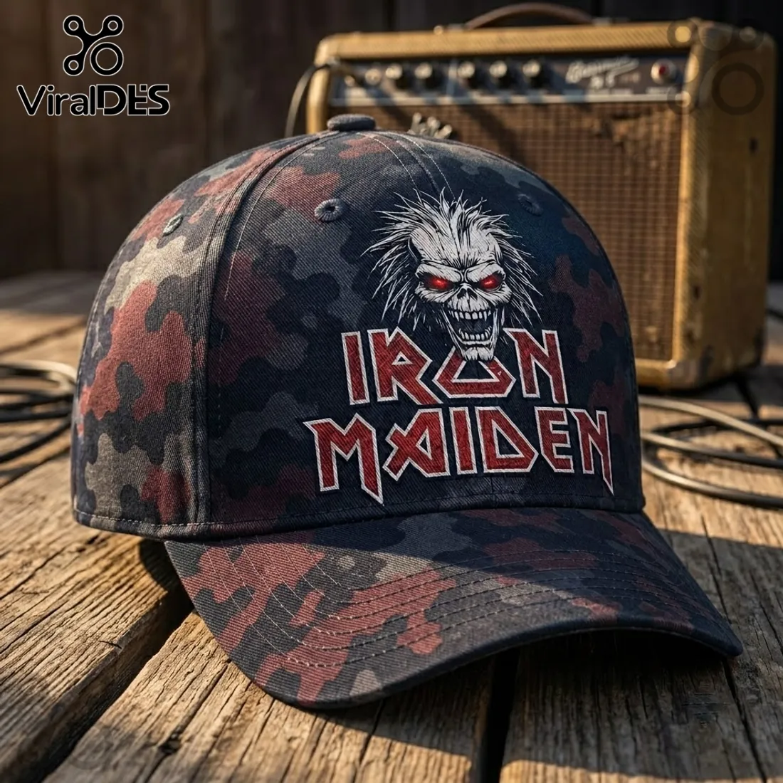 Iron Maiden Eddie Camouflage Snapback Cap Iron Maiden Eddie Camouflage Snapback Cap