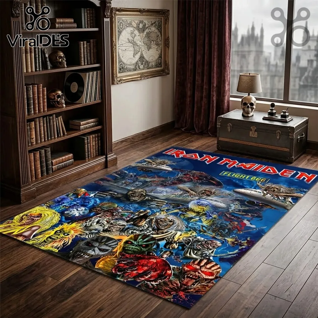 Iron Maiden Flight 666 Eddie Montage Rectangular Rug Iron Maiden Flight 666 Eddie Montage Rectangular Rug