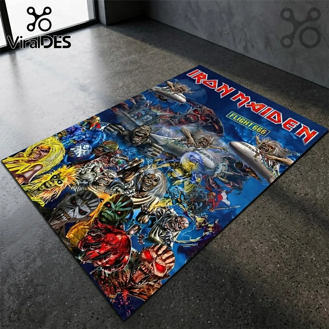 Iron Maiden Flight 666 Eddie Montage Rectangular Rug Iron Maiden Flight 666 Eddie Montage Rectangular Rug