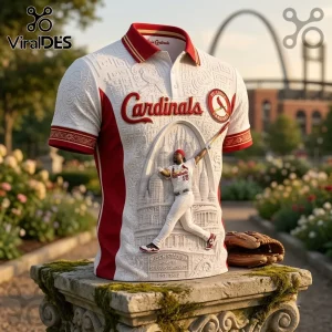 St. Louis Cardinals Busch Stadium White Polo Shirt St. Louis Cardinals Busch Stadium White Polo Shirt