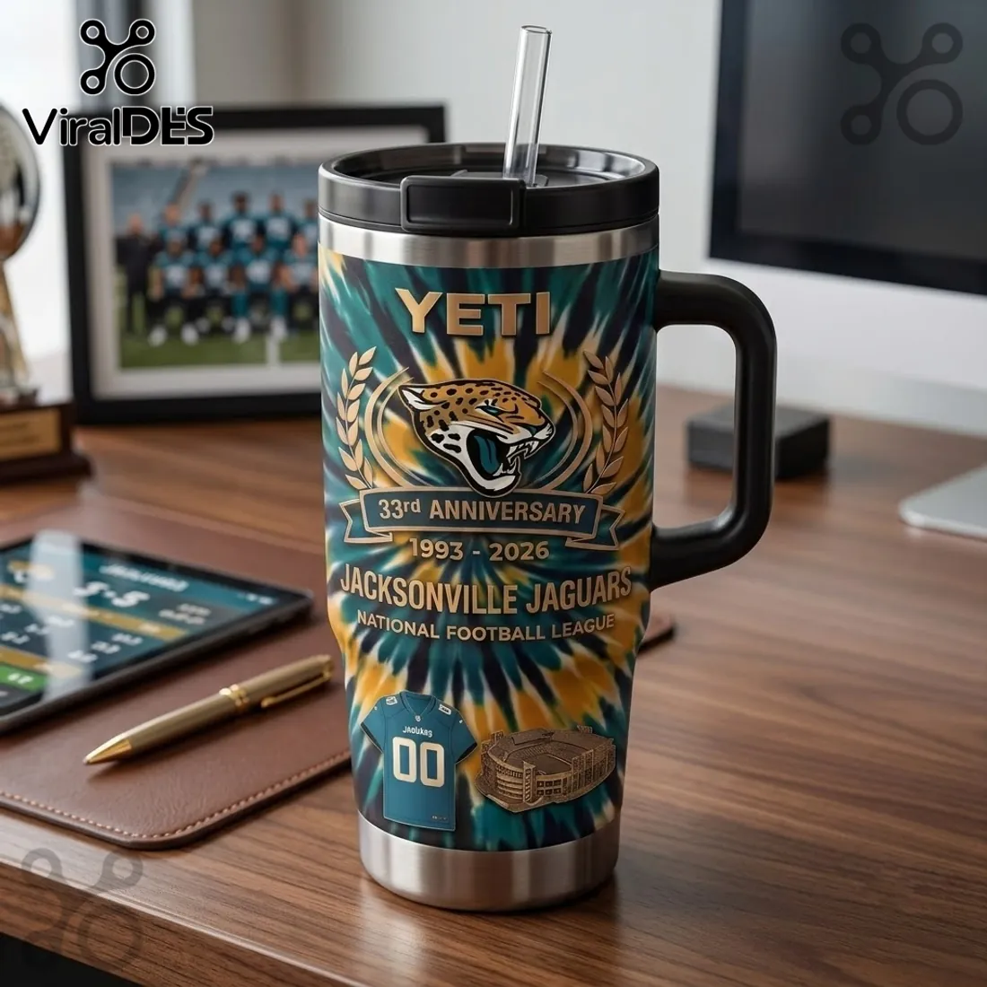 Jacksonville Jaguars 33rd Anniversary YETI 40oz Tumbler Jacksonville Jaguars 33rd Anniversary YETI 40oz Tumbler
