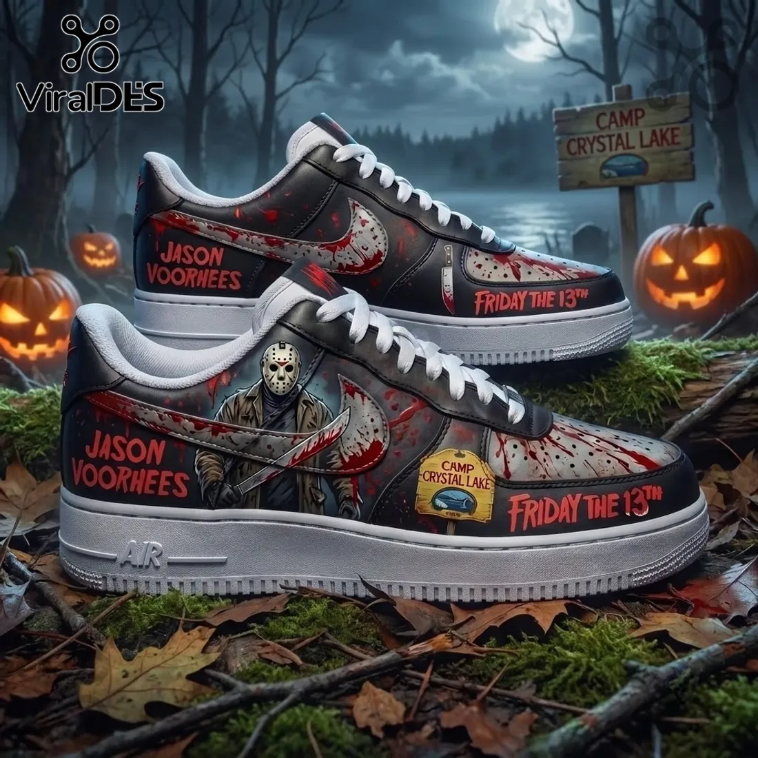 Jason Voorhees Friday The 13th Custom Air Force 1 Sneakers Jason Voorhees Friday The 13th Custom Air Force 1 Sneakers