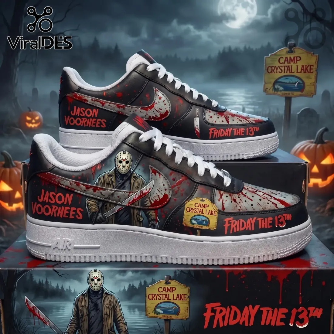 Jason Voorhees Friday The 13th Custom Air Force 1 Sneakers Jason Voorhees Friday The 13th Custom Air Force 1 Sneakers