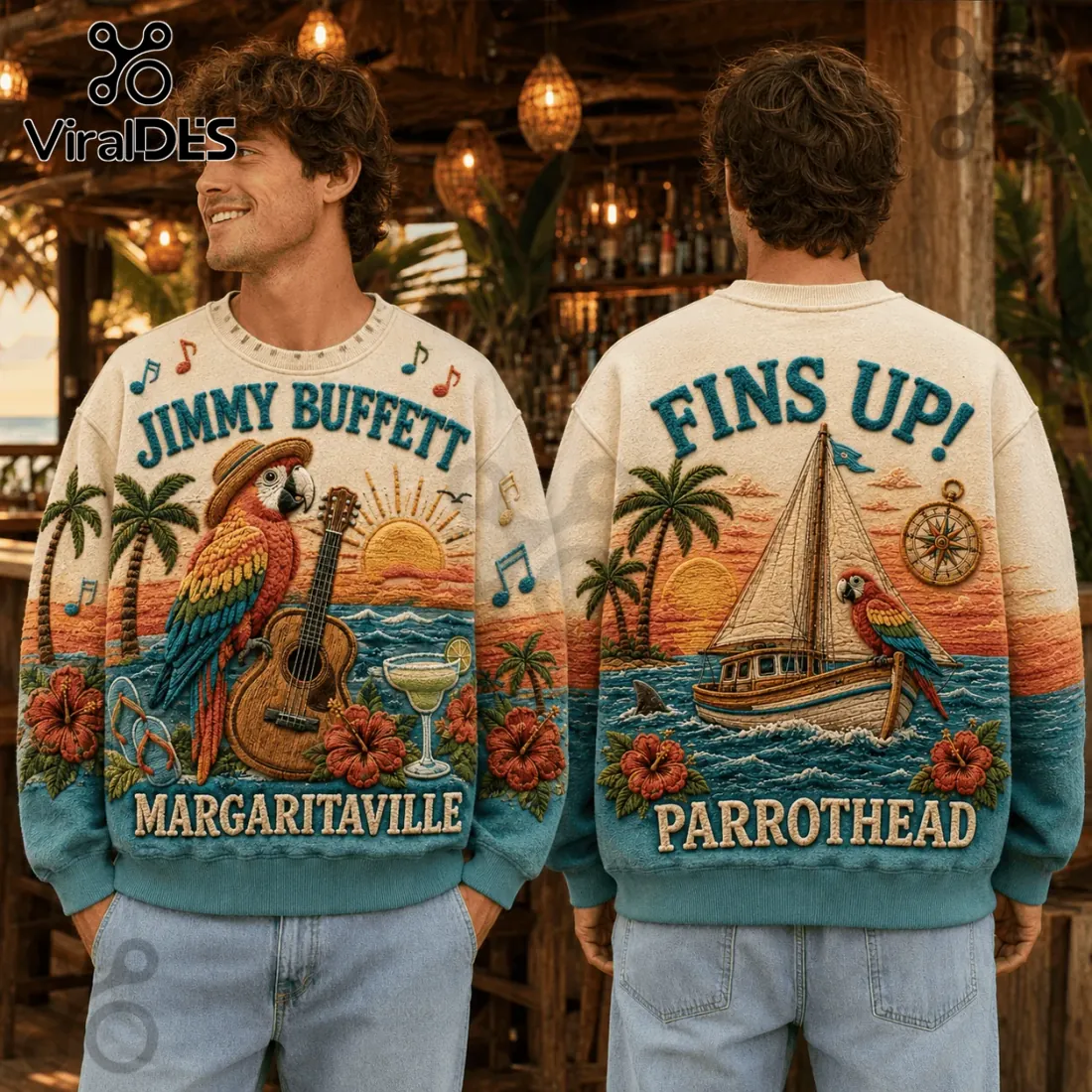 Jimmy Buffett Margaritaville Embroidered Sweater Jimmy Buffett Margaritaville Embroidered Sweater