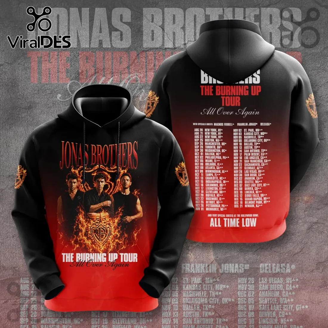 Jonas Brothers Burning Up Tour Black Shirt Jonas Brothers Burning Up Tour Black Shirt